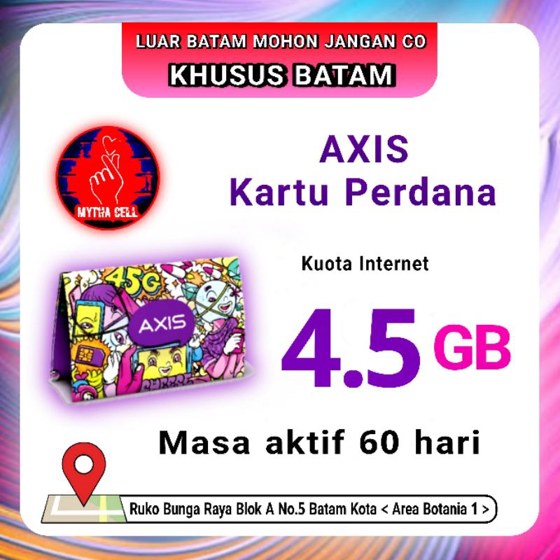 Kartu Perdana Axis, Kuota 4.5GB Aktif 60 Hari - KHUSUS BATAM