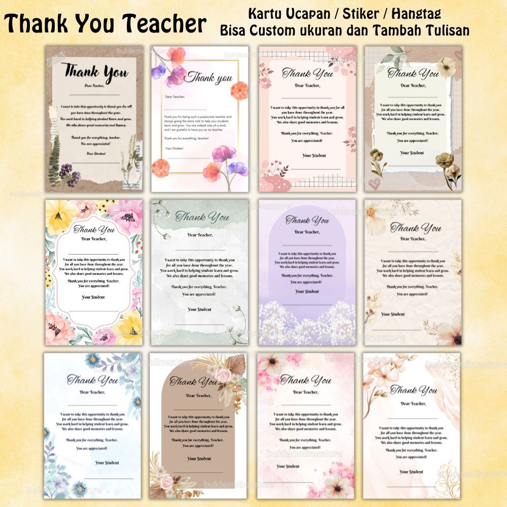 

Label / Kartu Ucapan / Sticker / Hangtag Thank You Teacher Letter Surat Terima kasih untuk guru dekorasi Kemasan hampers parcel kado gift Decoration Packaging wisuda graduation hari kelulusan naik kelas