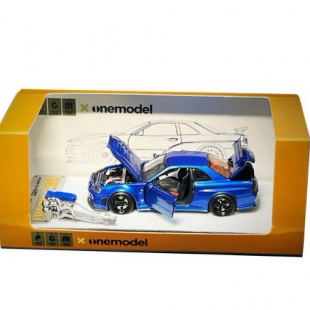 NISSAN SKYLINE R34 BLUE LIMITED EDITION DIECAST PGM