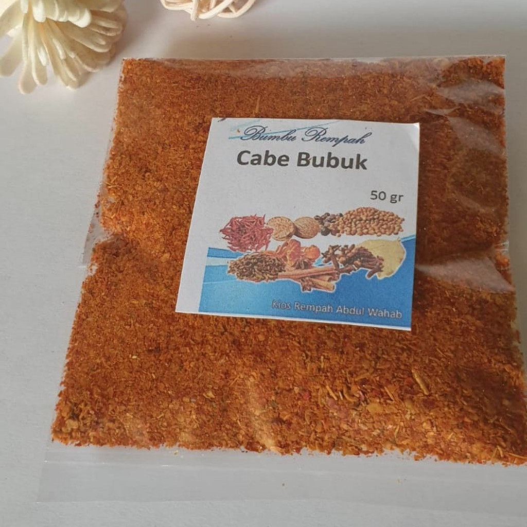 

Cabe Bubuk 50 gram, bumbu rempah wahab