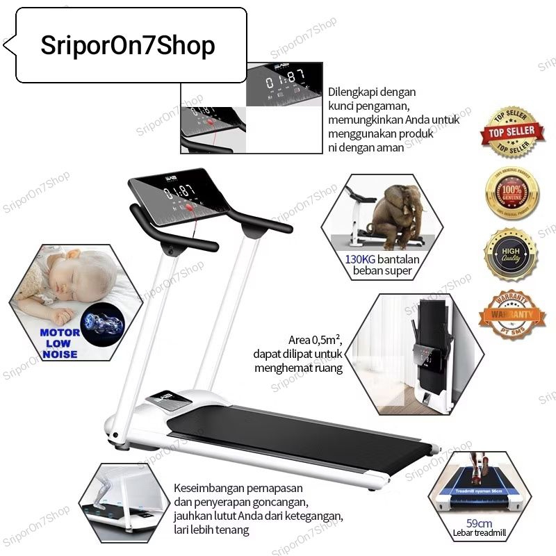 Treadmill Listrik Pegangan Tangan PRO SP1003