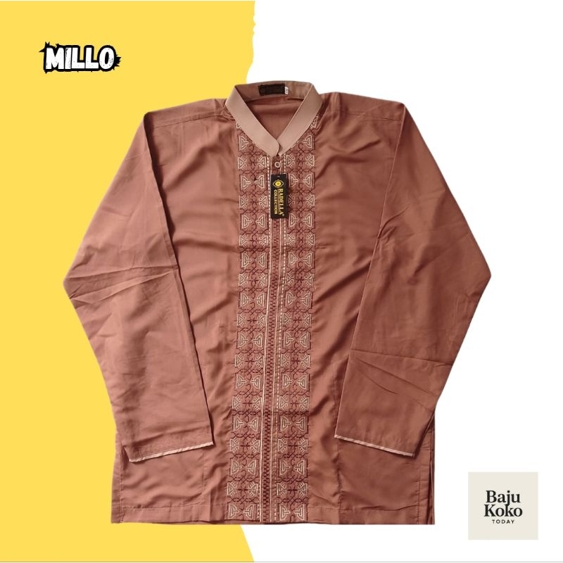 Baju Koko Desain Bordir Lengan Panjang Dewasa