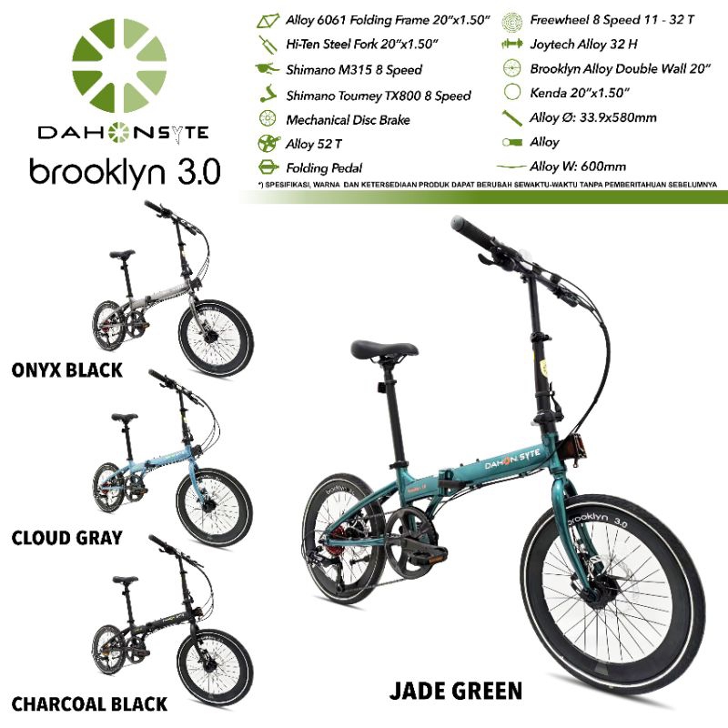 Sepeda Lipat 20 inc Dahon BROOKLYN 3.0 TERBARU 2025 Foldingbike Dahon Syte