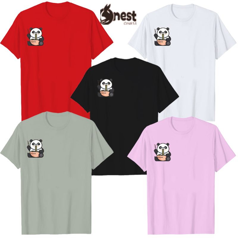 Baju Kaos Motif Panda Lucu Wanita Jumbo Oversize Lengan Pendek Kpop Korea