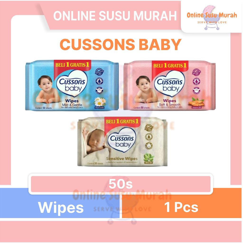 CUSSON BABY WIPEES TISSUE BASAH CUSSONS BIRU PINK Buy 1 get 1 / Buy 1 get 2 PLTS