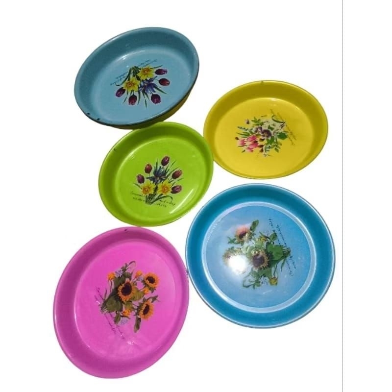 Nampan bulat /tampah plastik bunga warna 30cm dan 38cm Calista