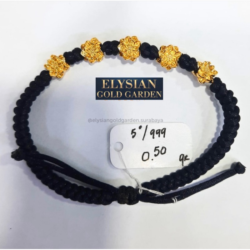 Gelang Tali Emas Charm Bunga