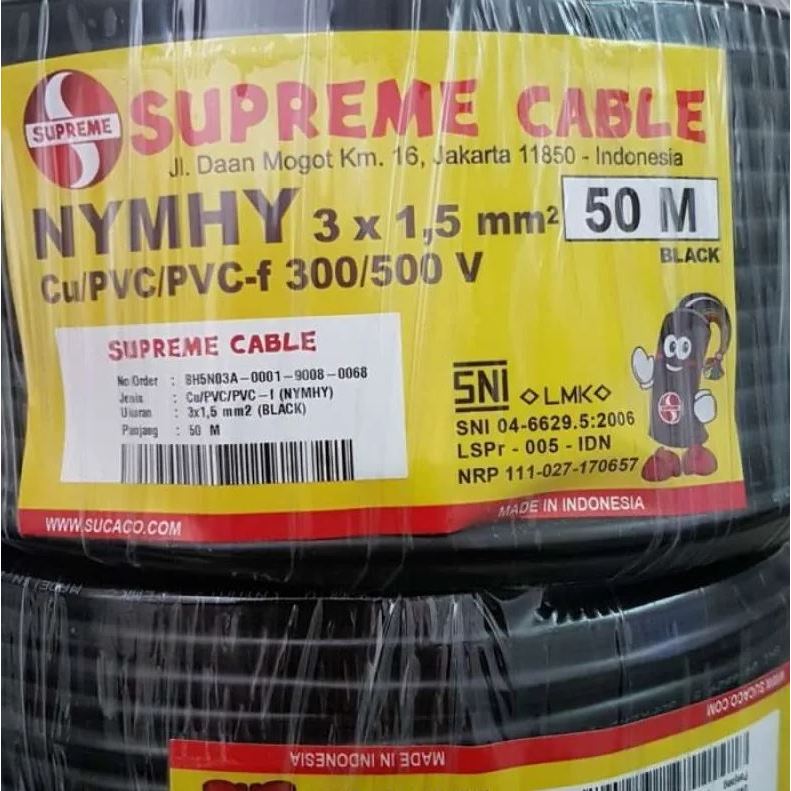 KABEL NYMHY / NYYHY 3X1.5 KABEL LISTRIK SUPREME NYMHY / NYYHY 3X1.5 - PER METER