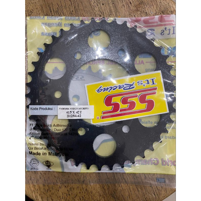 GIR GEAR BELAKANG SSS 415 (TIPIS) YAMAHA VIXION/SCORPIO HITAM GOL