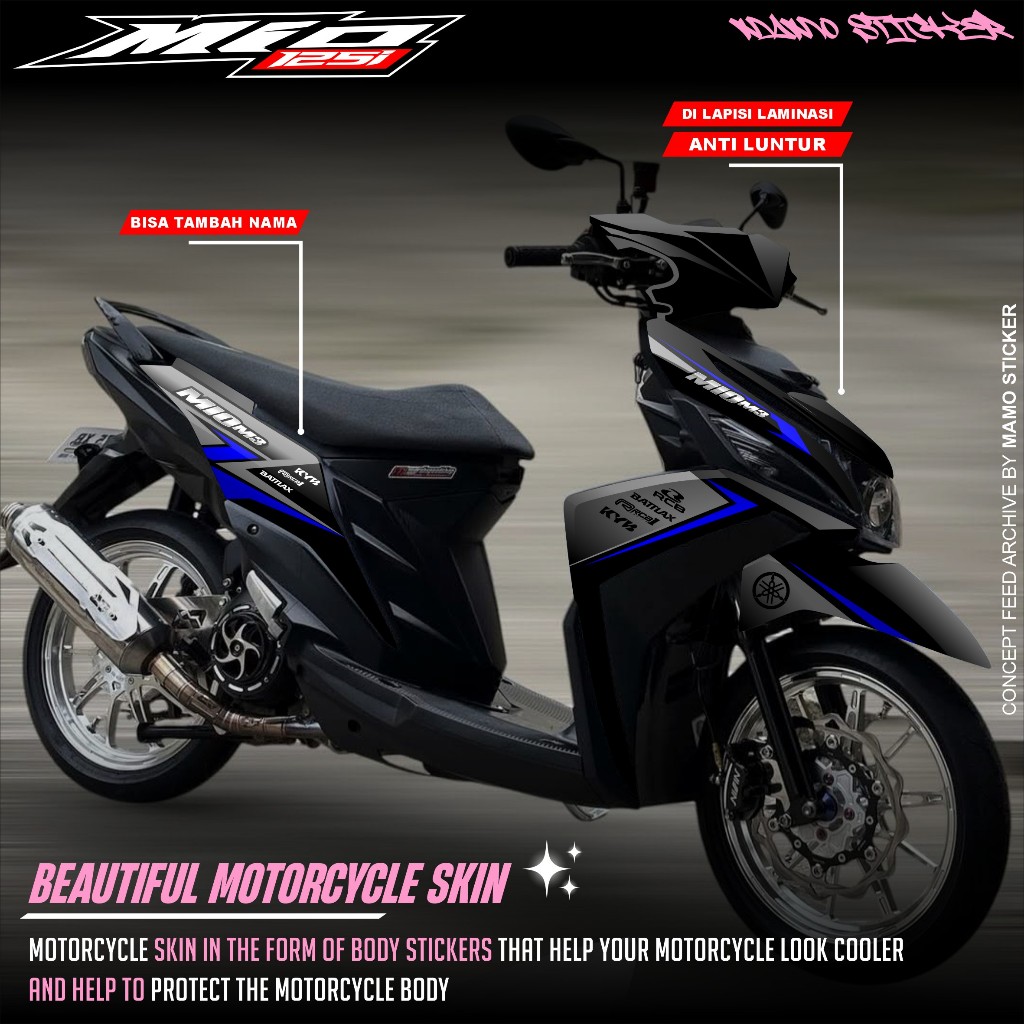 Sticker Decal Yamaha MIO M3 125 FullBody Premium  Stiker Yamaha Mio M3 125 Tahun 2014-2025 Full blok