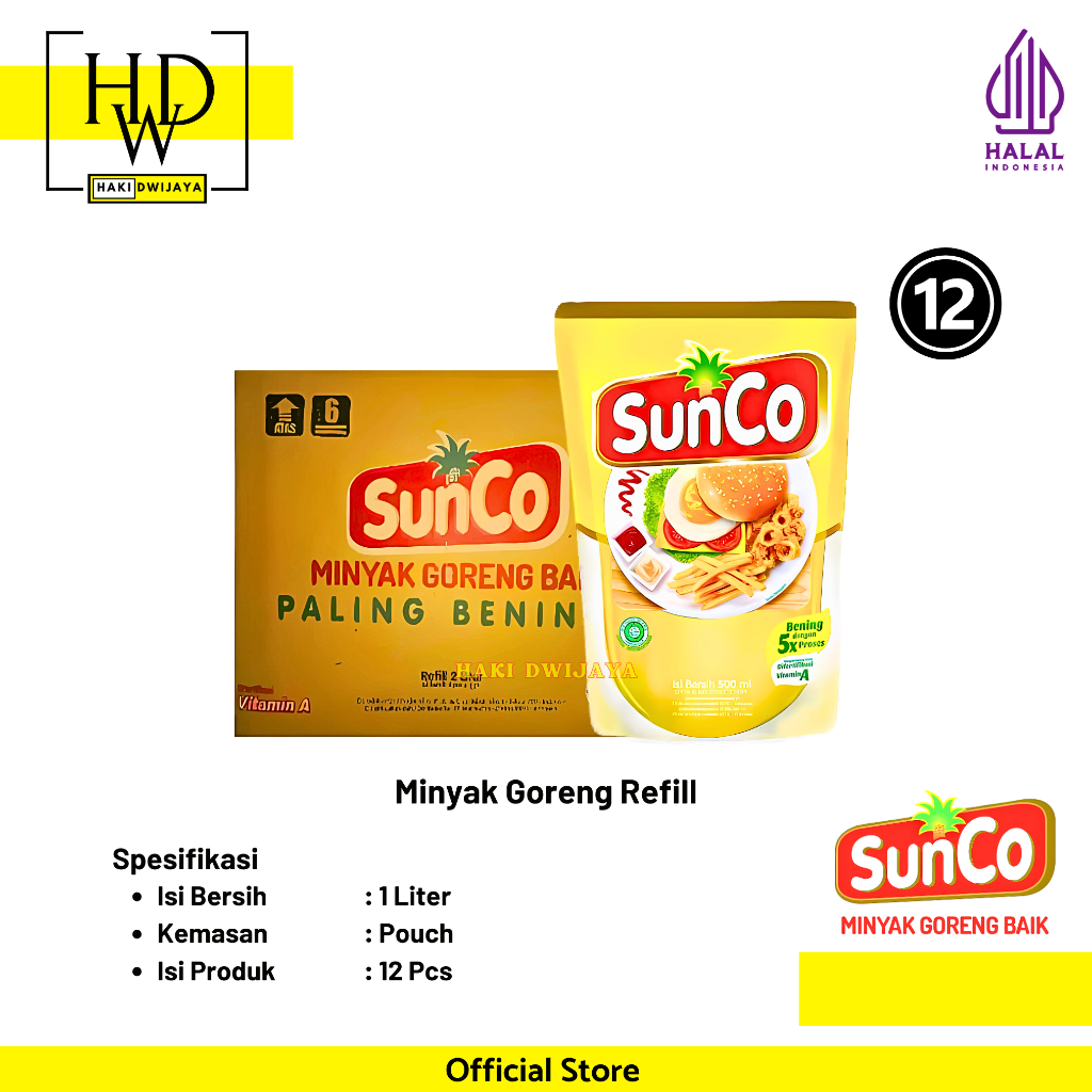 

Sunco Minyak Goreng Refill 1 Liter x 12 Pouch
