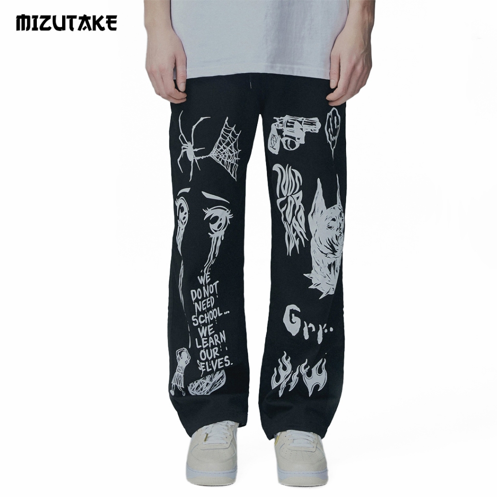 MIZUTAKE - Skena baggy pants Celana Panjang Hitam celana skena cowok kece style outfit skena cewek