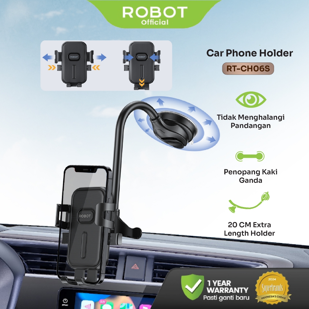 ROBOT Windshield  Car Holder Mobil Super Panjang 20cm Gravity Car Mount Holder Stand With Aluminum T