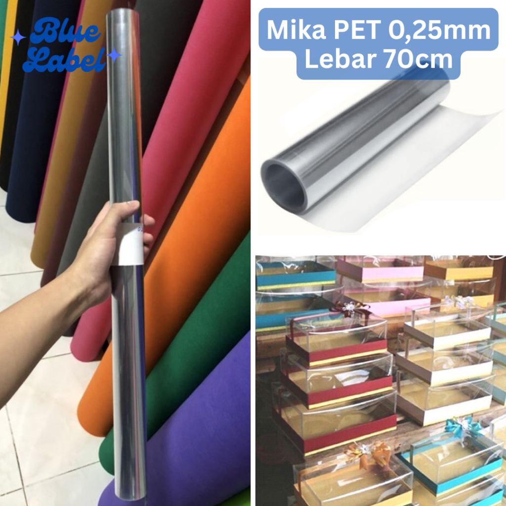 

Mika Kaku PET Meteran [0.25mm x 70cm] untuk Seserahan Pernikahan / Hampers Makanan Hari Raya Bening Pet Rigid Roll