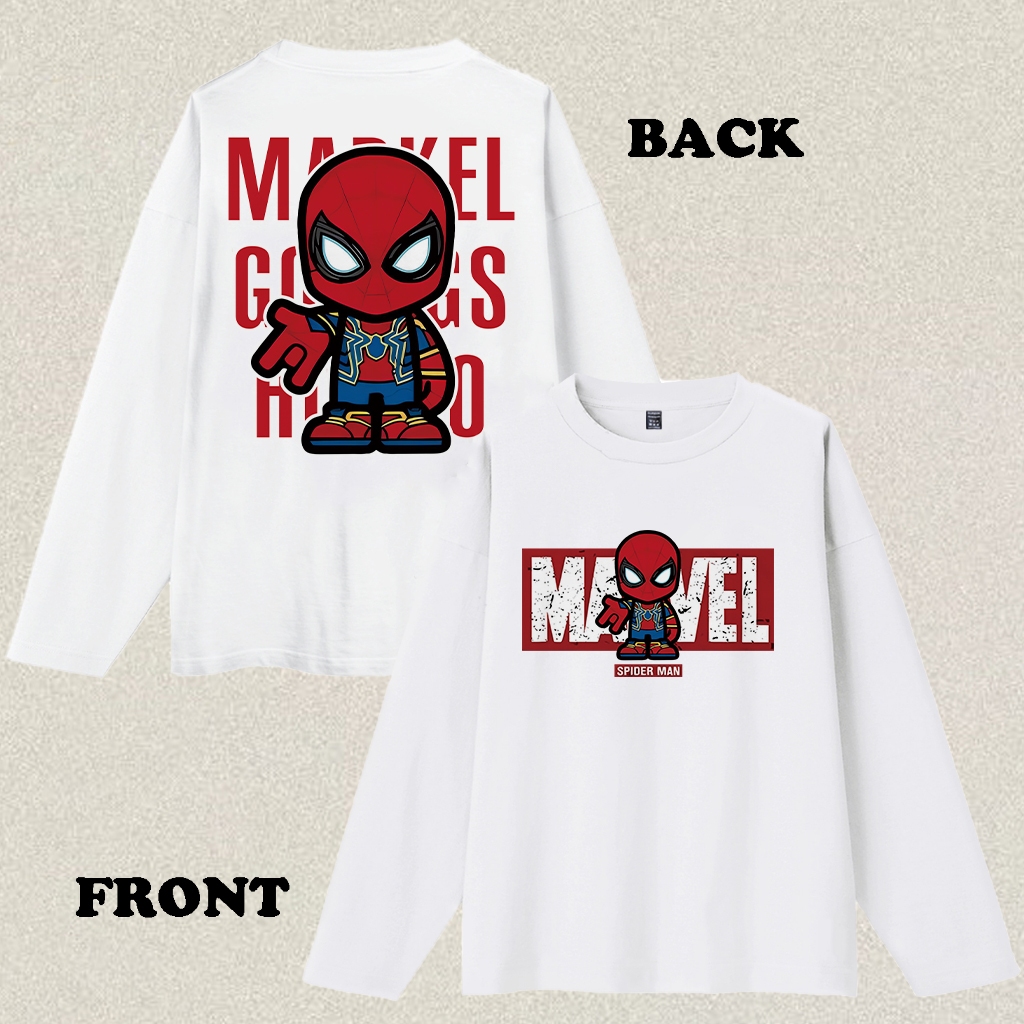 RENELLE Baju Kaos Oversize Pria Spiderman Marvel Lengan Panjang Pria Wanita | Crewneck Tshirt Oversi