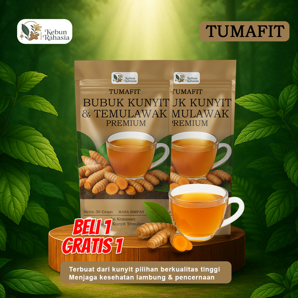 

TUMAFIT Kebun Rahasia - 1+1 Pouch | Low Sugar | Minuman Herbal Tradisional Asam Lambung/Maag/Gerd | Ekstrak Kunyit Temulawak Original