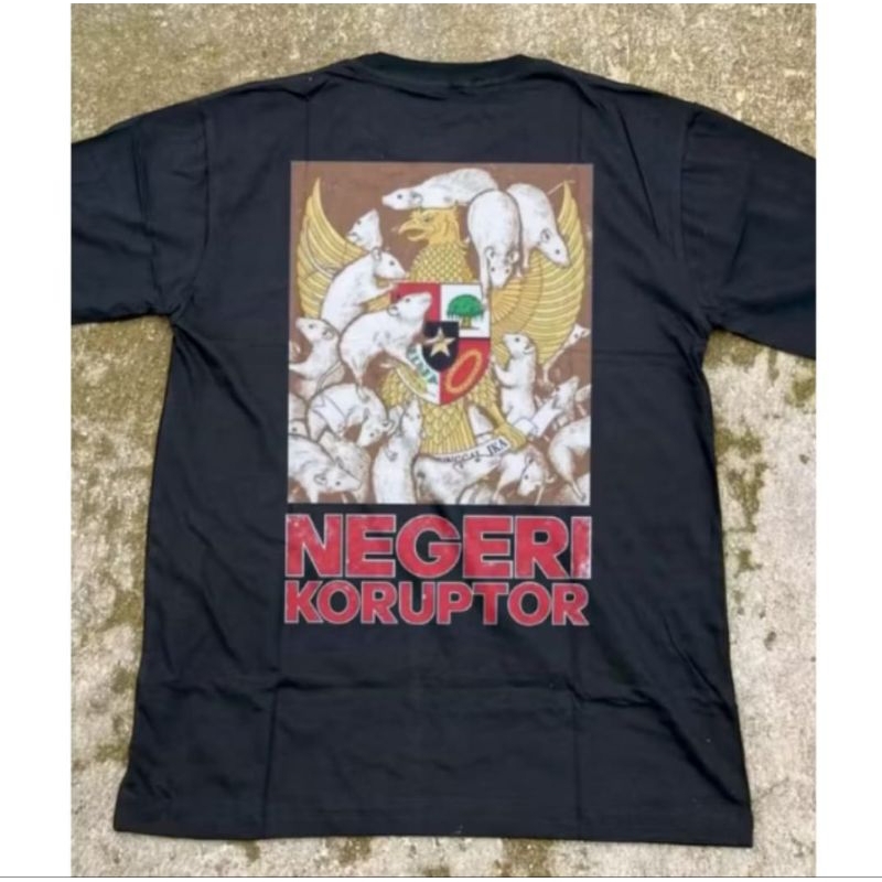 KAOS KRITIK SOSIAL "NEGERI KORUPTOR" DESAIN SATIRE GARUDA TIKUS