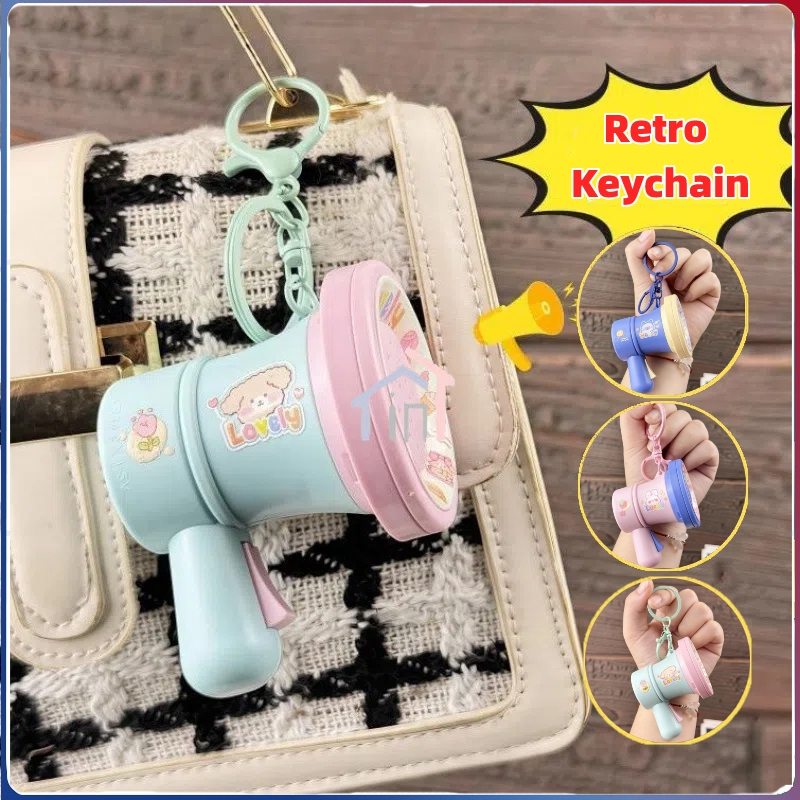 【COD】Retro Keychain/Gantungan Kunci Rekam Lagu Unik/Rekaman & Musik 2IN1/Rekaman Couple Keychain/Key