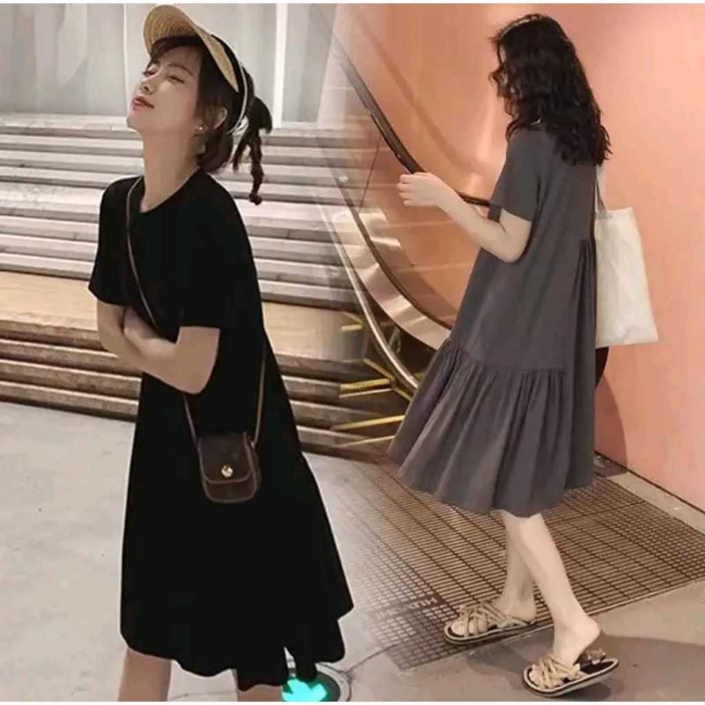 SESIL MIDI DRESS KAOS TANGAN PENDEK / MIDI DRESS KATUN BUSUI / BELENA MIDI DRESS KAOS POLOS / DASTER