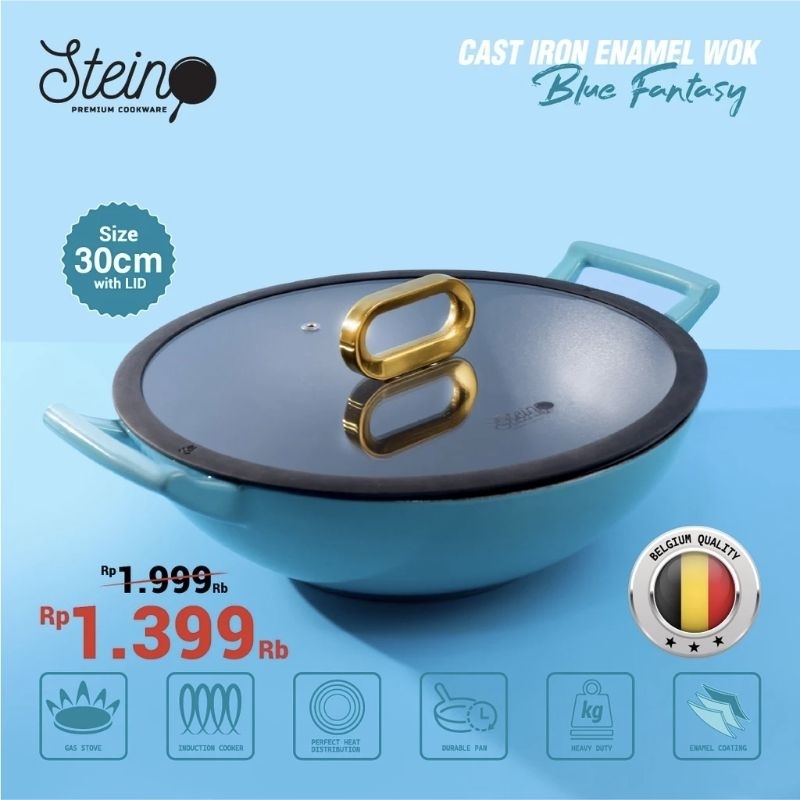 Stein Panci Cast Iron Wok 30 cm