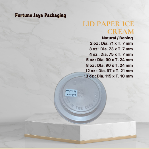 Lid Paper Ice Cream / Tutup Cup Ice Cream Bening 2, 4, 5, 8, 12 oz