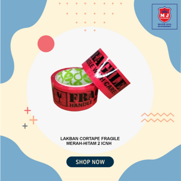 LAKBAN OPP TAPE  SOLASI CORTAPE FRAGILE MERAH - HITAM 2 INCH 48 MM