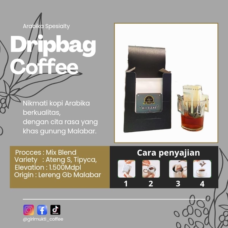 

Drip Bag Coffee Arabika Spesialty Proses Mix Blend Isi ( 5 & 10 ) Pcs