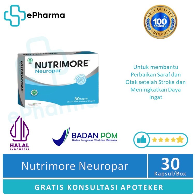 Nutrimore Neuropar Box dan Strip  | Suplemen Otak, Vitamin Otak, Obat Stroke, Neuroaid