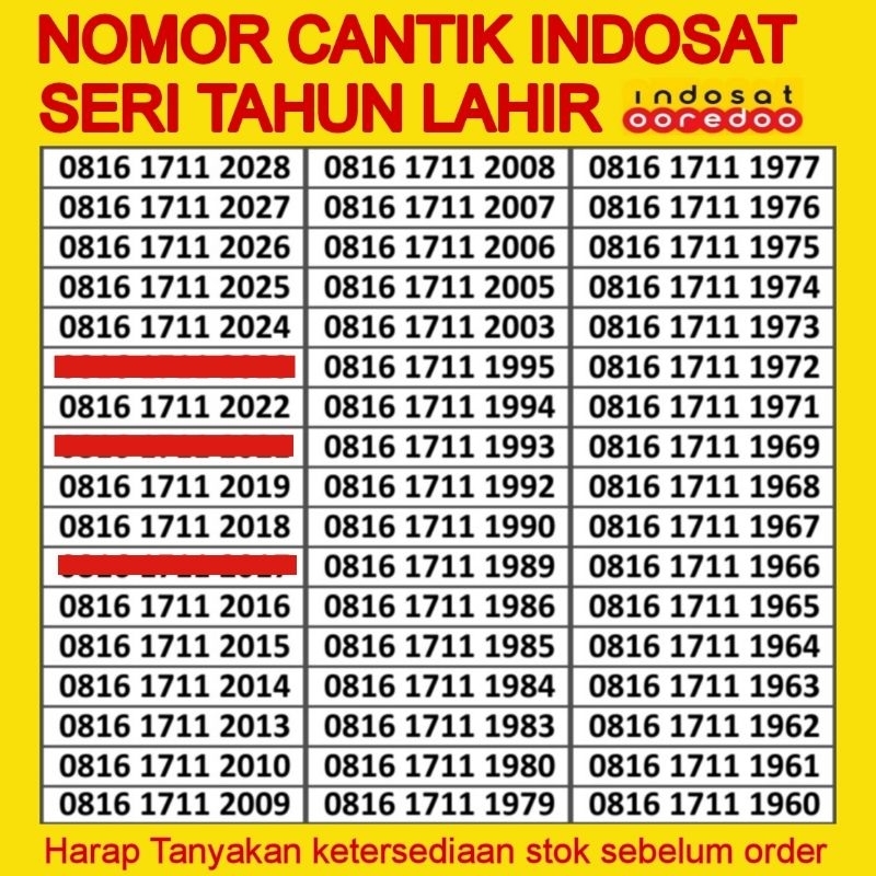 Indosat Nomor Cantik IM3 Murah Seri Tahun Lahir dll