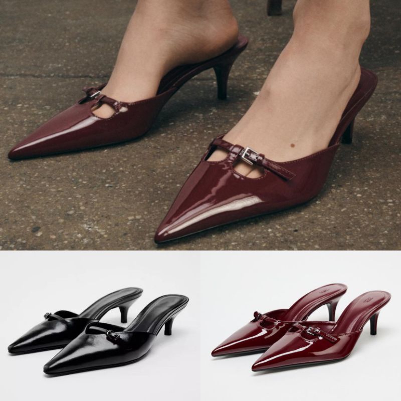 Sepatu ZARA Buckle Mules Heels Shoes