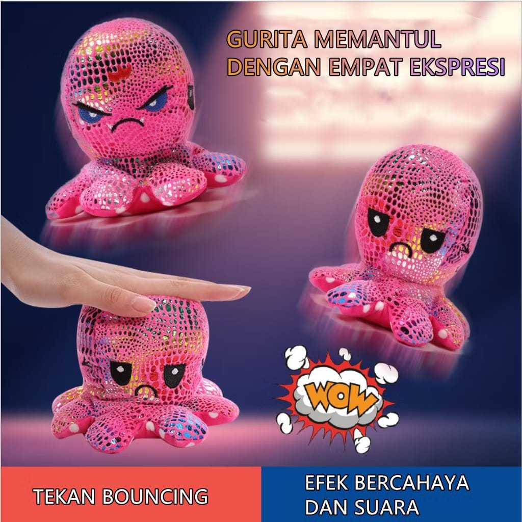Boneka Gurita cumi Octopus Doll Berubah Bolak Balik Ekspresi RAINBOW PELANGI TikTok Cotton Ball