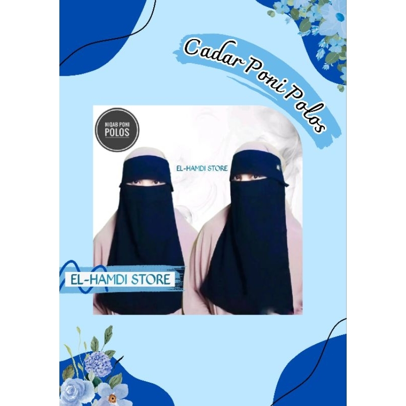 Cadar Poni Polos/Niqab Poni/Niqob Silky Jetblack/Cadar Sifon Arab