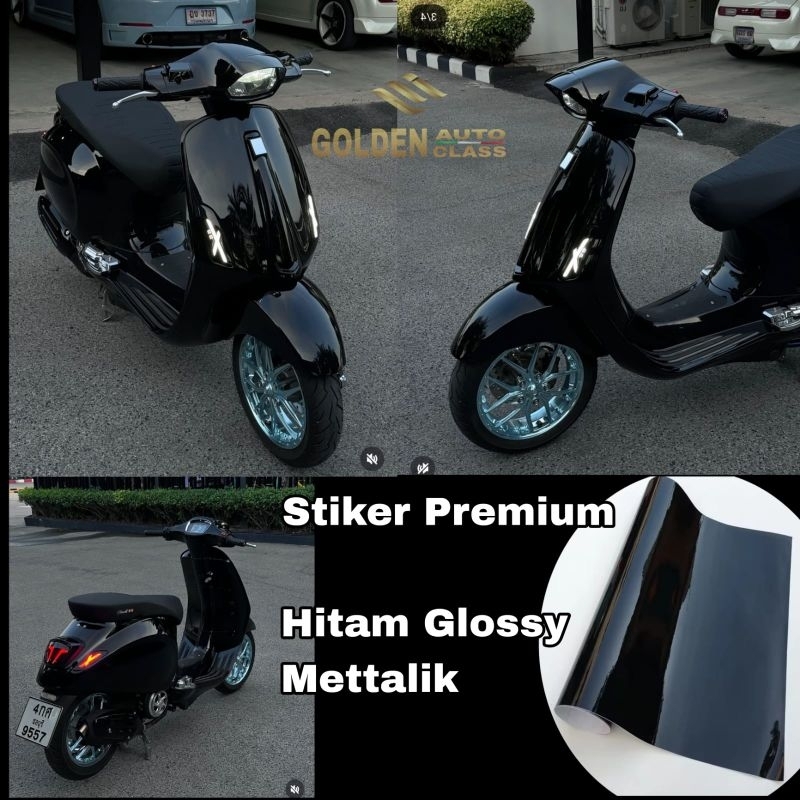 STIKER SKOTLET HITAM GLOSSY STIKER MOTOR HITAM