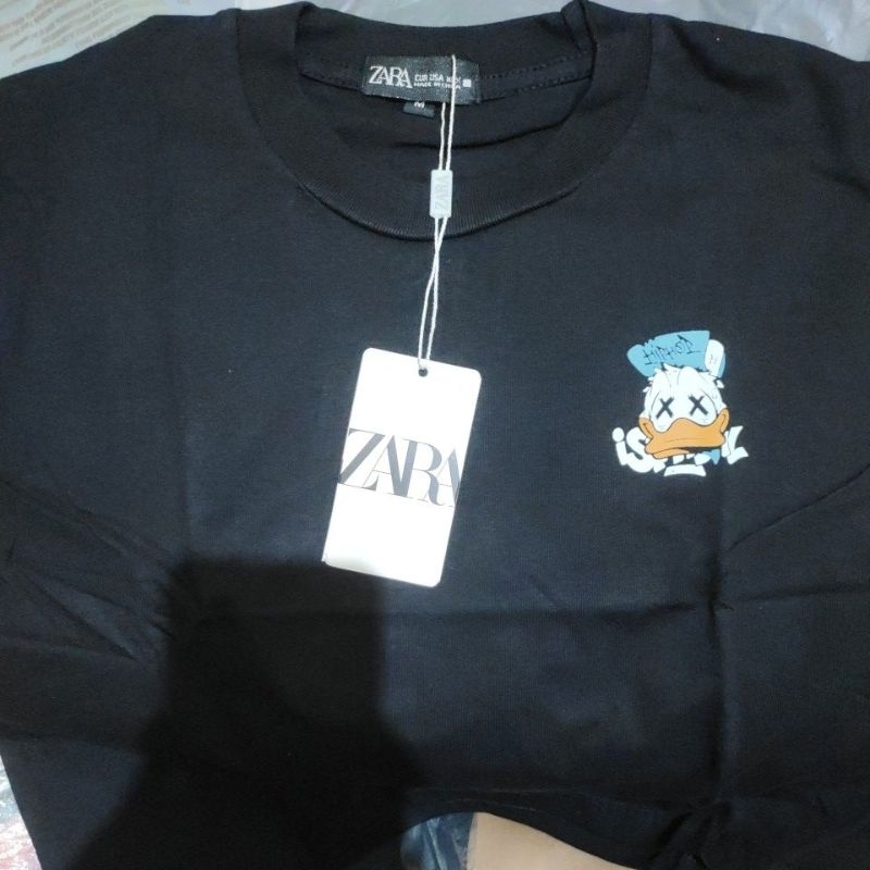 KAOS CROP ZARA BLACK M ORIGINAL