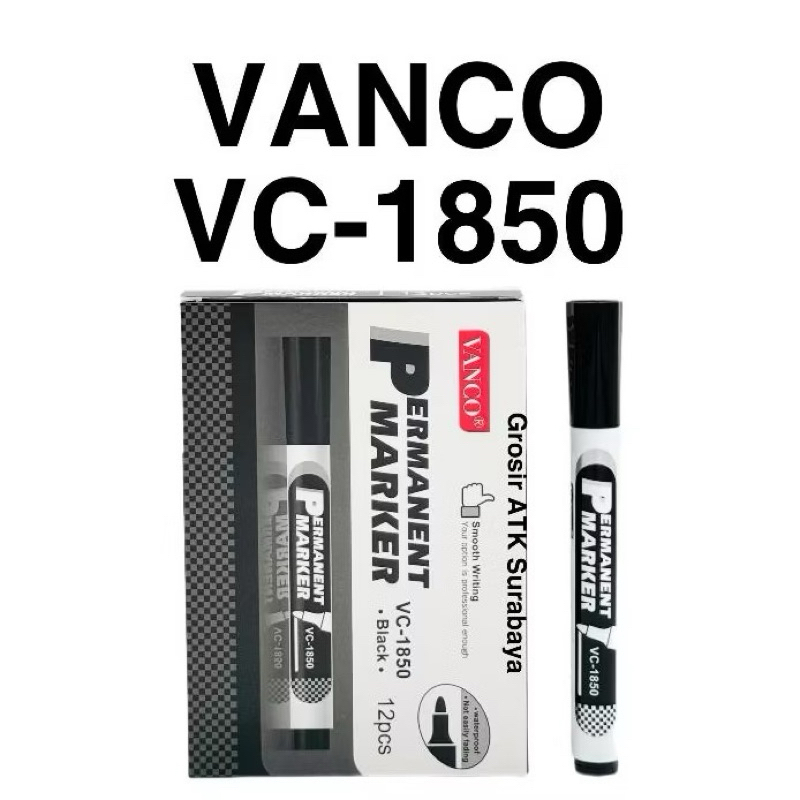 

( DAPAT 1 PCS ) SPIDOL VANCO PERMANEN PERMANENT Marker VC-1850 Warna Hitam Bagus Murah
