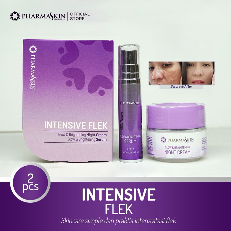 Penghilang Flek Hitam By Pharmaskin | Paket Intensive Night Flek | Cream Malam Flek