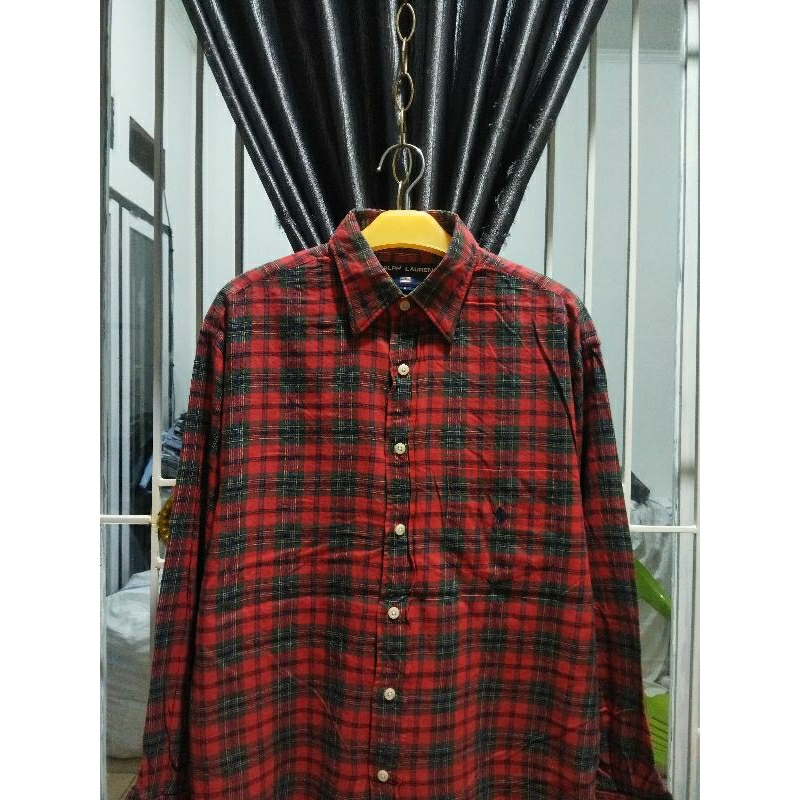 kemeja flannel polo Ralph lauren lengan panjang M