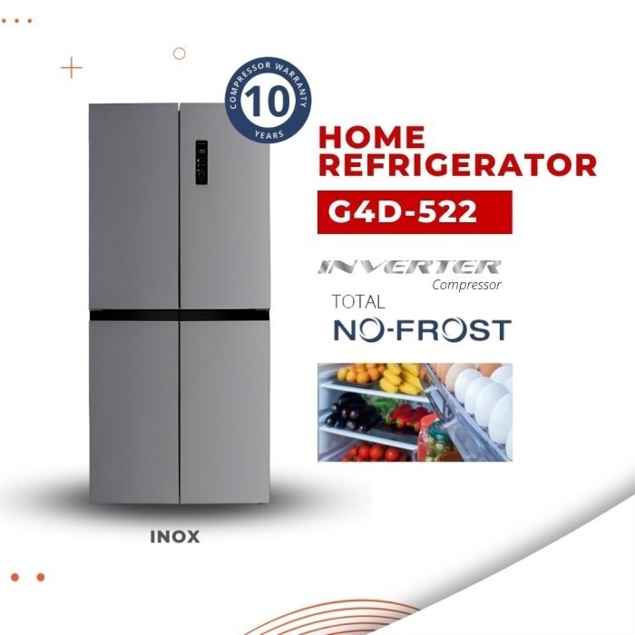 GEA G4D-522 INOX 4 CROSS DOOR FRIDGE FREEZER / Kulkas Side By Side 4 Pintu GEA G4D-522 / G4D522 INOX