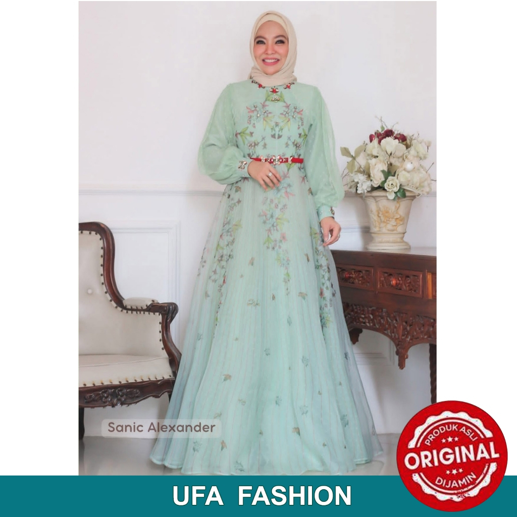 SANIC ALEXANDER VICTORIA DRESS PESTA kain Lace Motif mix Organdi Motif, Dress pesta hijau