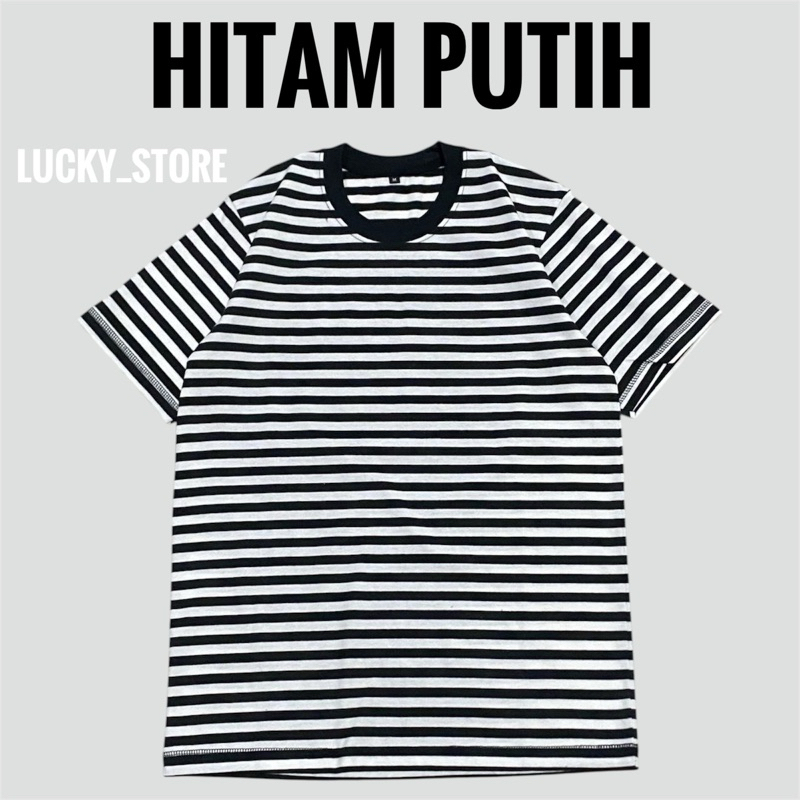 Kaos Stripe Pria Hitam Putih