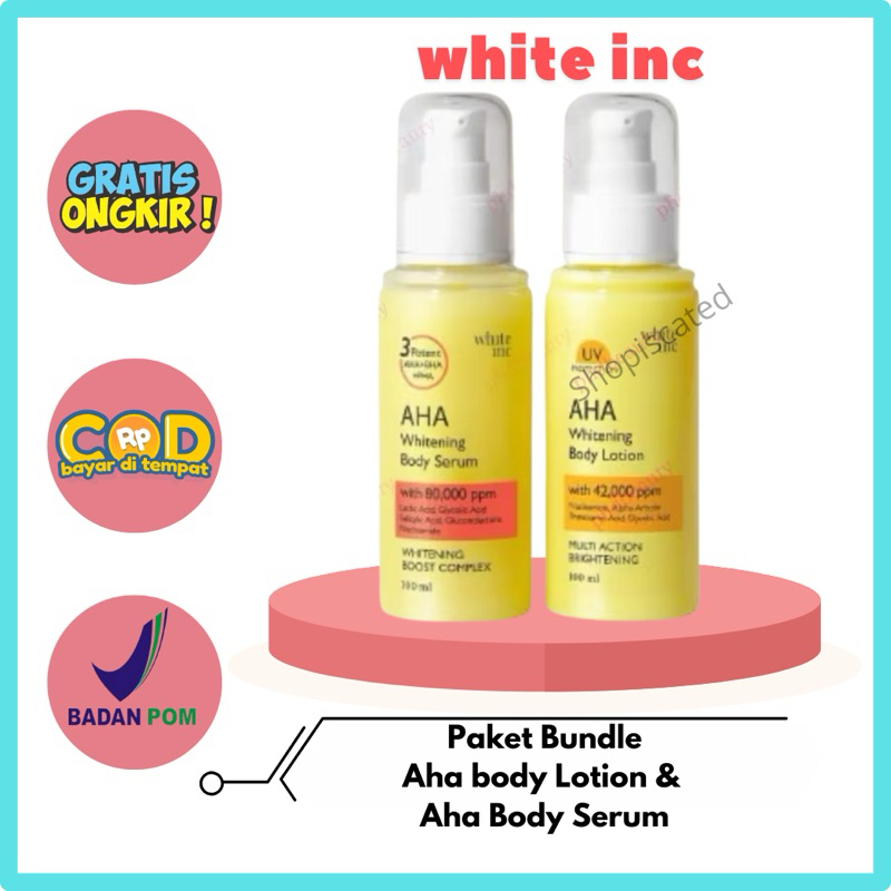 WHITE INC BUNDLE PAKET AHA BODY SERUM & BODY LOTION|WHITE INC TENDER CARE AHA BODY SERUM & AHA BODY 