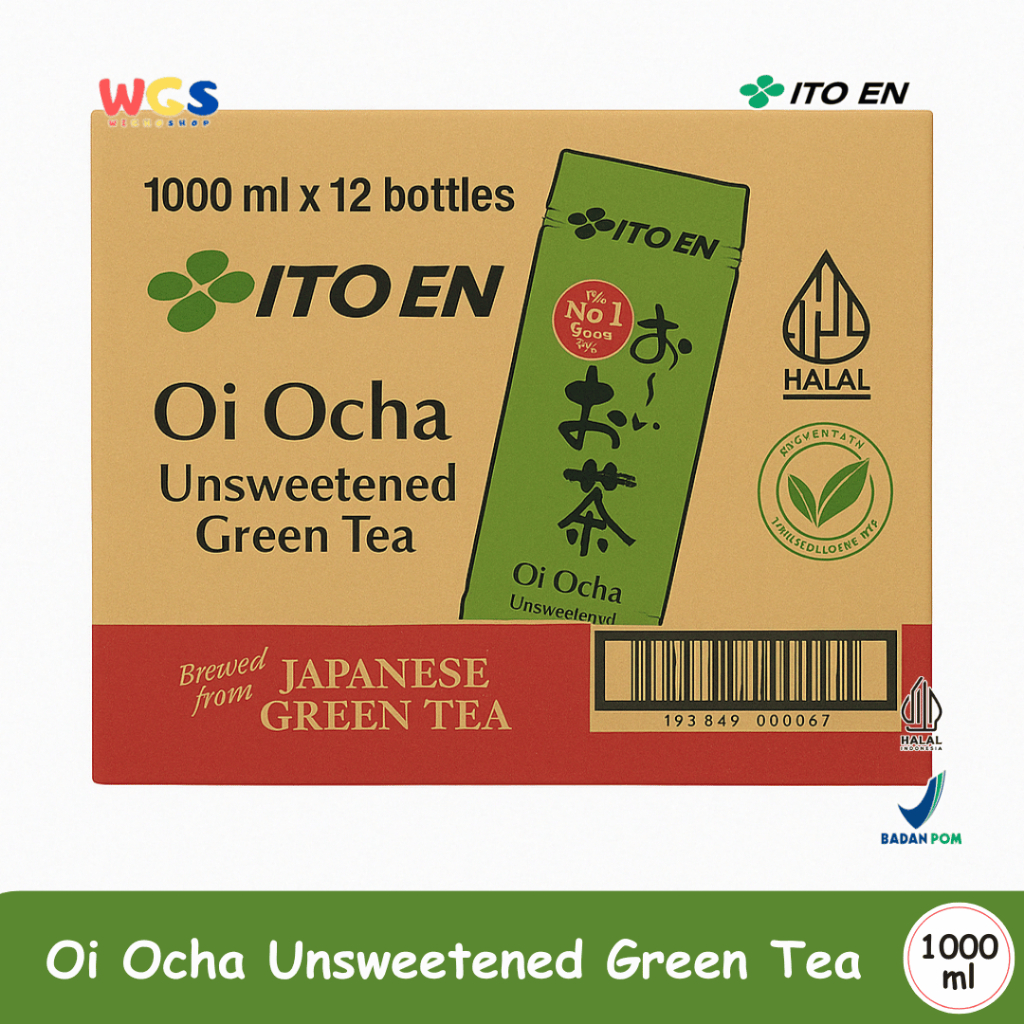 

ITO EN Oi Ocha Unsweetened Green Tea 1000mL x 12 – Teh Hijau Jepang Tanpa Gula, Botol Besar Hemat