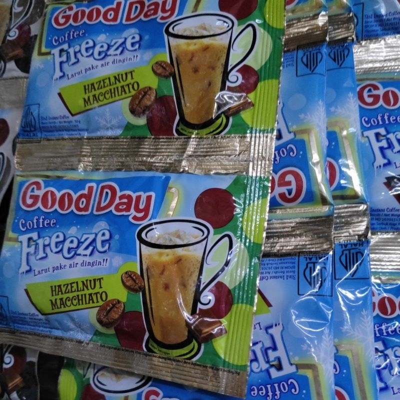 

GOOD DAY FREZE HAZELNUT MACCHIATO 1 RENCENG ISI 10 PCS