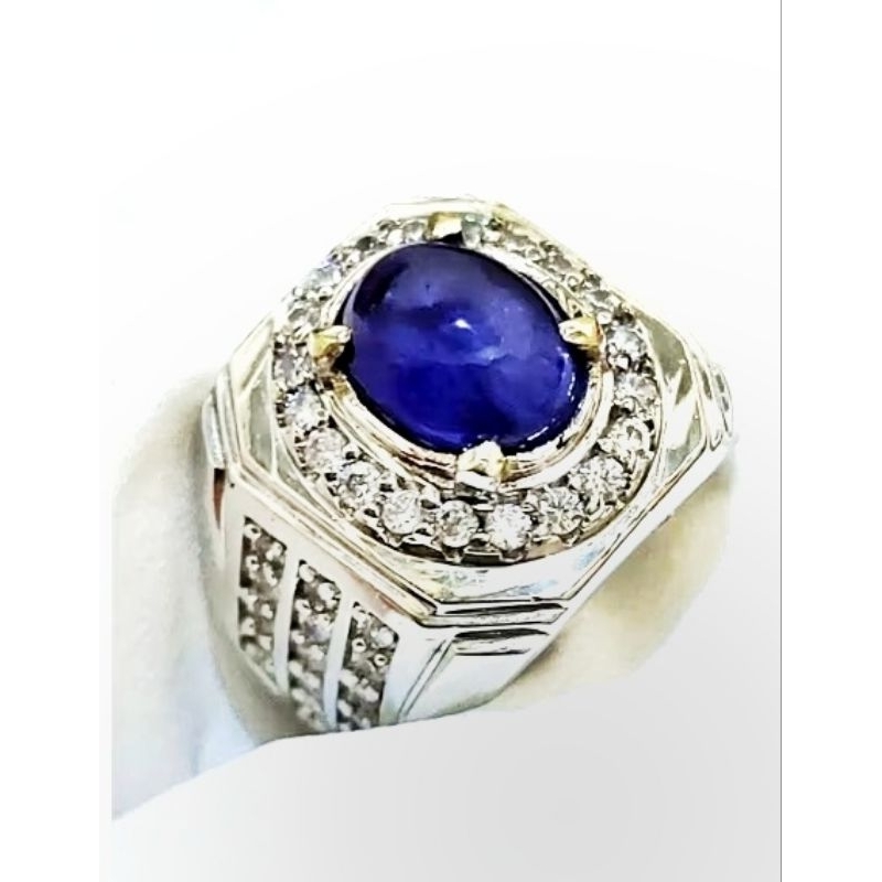 CINCIN BATU PERMATA BLUE SAFIR OVAL AFRIKA