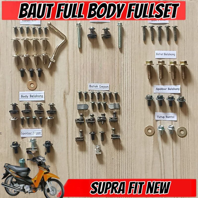 Baut Full Set Cover Body Honda Supra Fit New - Supra Fit S - Fit x / Baut Full Body Honda Supra fit 