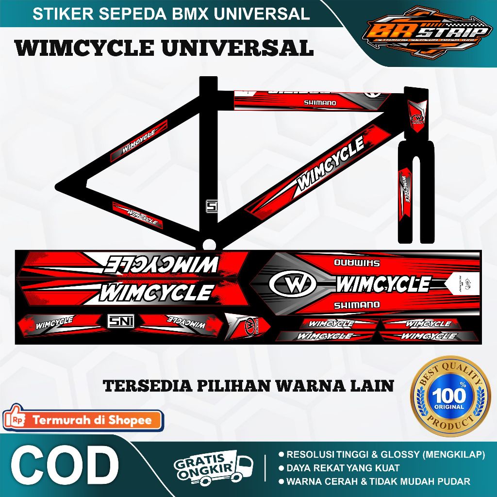 (COD) NEW stiker striping sepeda BMX 18 20 wimcycle decal glossy lentur anti air
