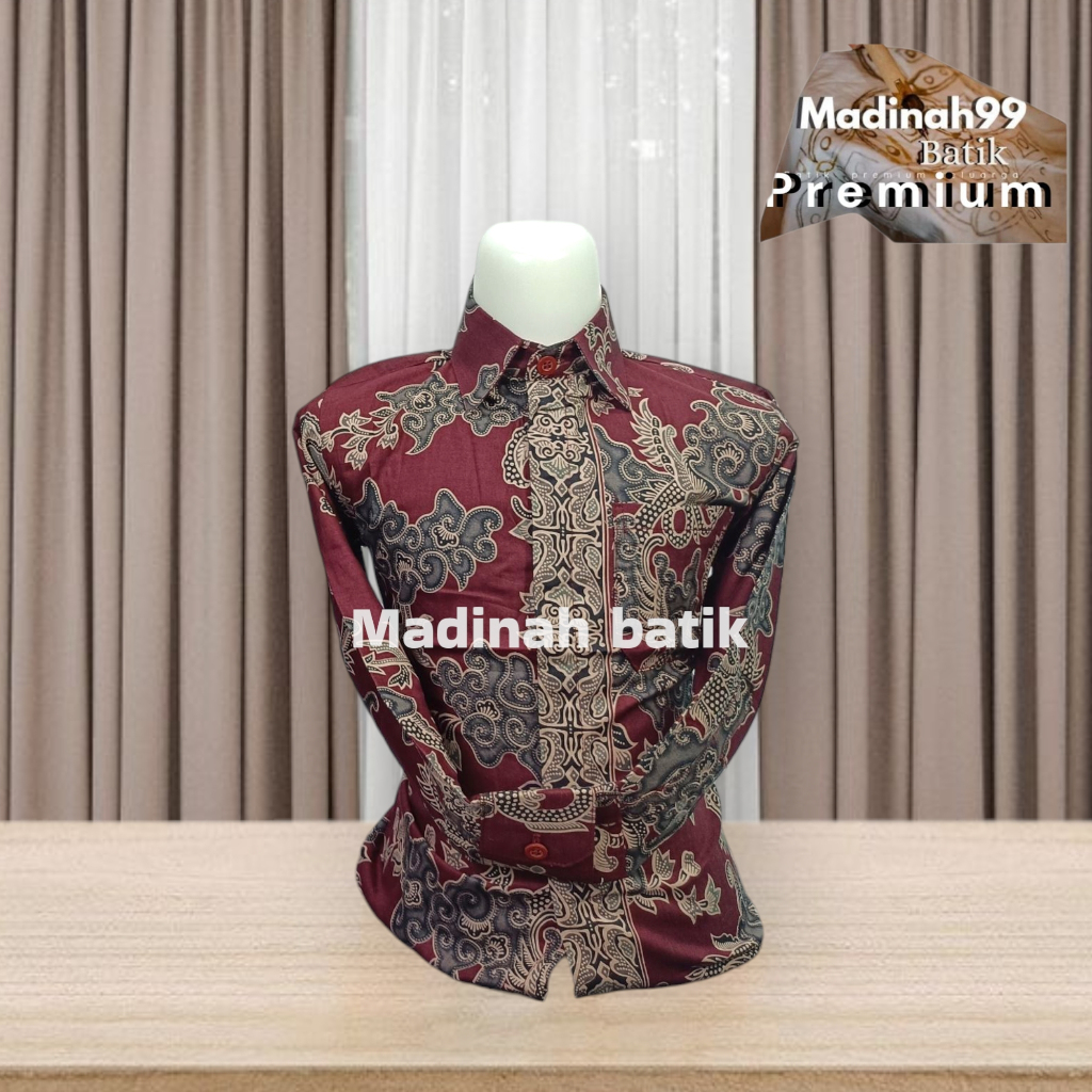 batik laseman pasangan ayah anak merah marun bahan katun premium motif arjuna ningrat cod
