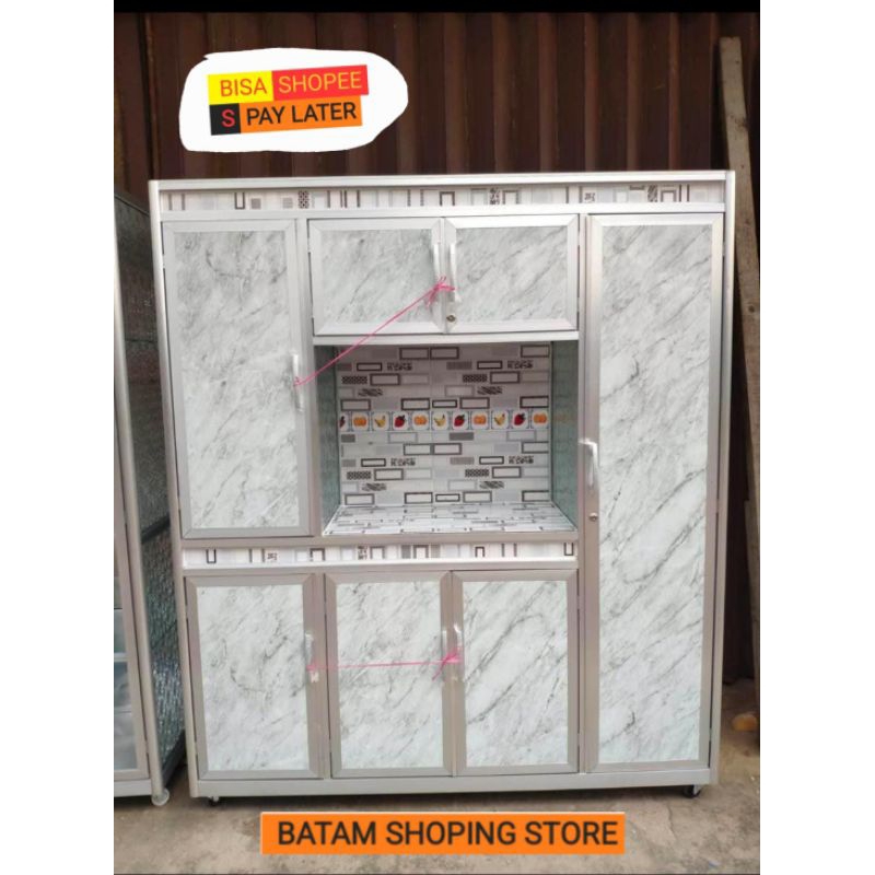 LEMARI DAPUR 4 PINTU TENGAH PERSEGI BAHAN ACP / LEMARI KITCHEN SET ALUMINIUM