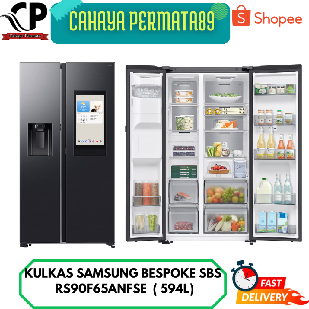 SAMSUNG RS90F65ANFSE KULKAS SAMSUNG BESPOKE AI REFRIGERATOR SBS 594L RS90F65ANF RS90F65ANF/SE