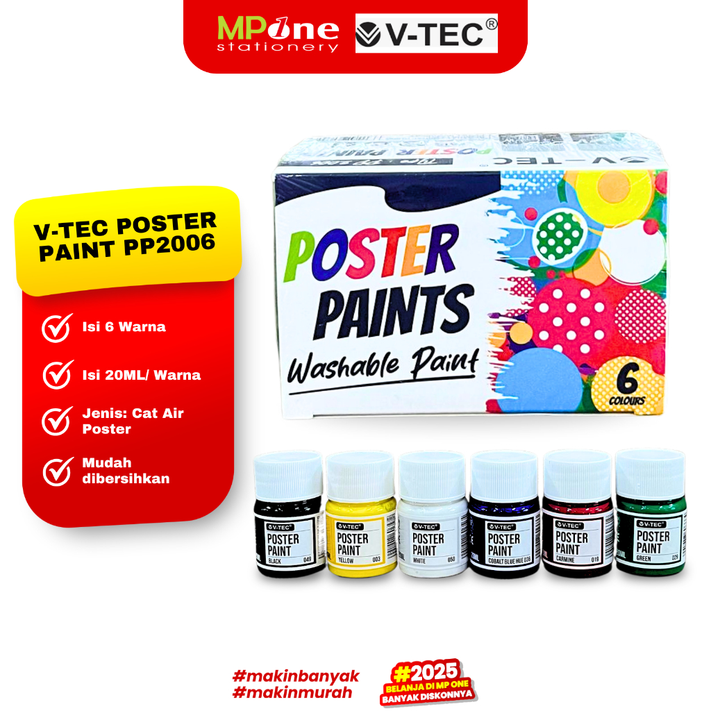 

V-Tec Cat Poster Lukis 6 warna @20ML / Poster Paint PP2006 @6 Warna/20ML V-TEC